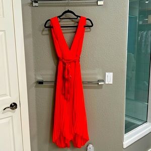 Alice and Olivia Poppy Red Midi dress with sash